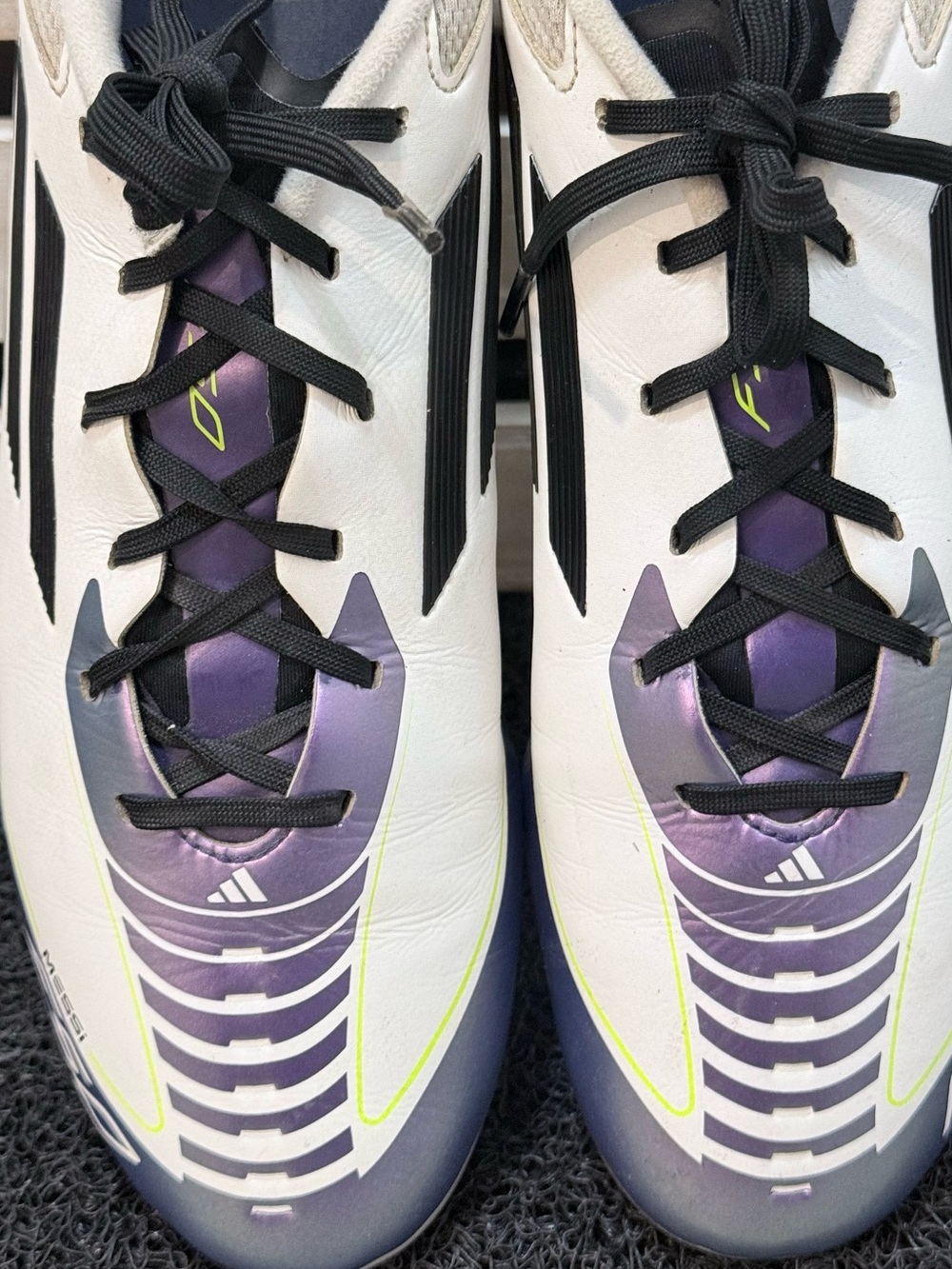 Adidas Men’s White, Purple & Black Messi F50 Soccer Cleats